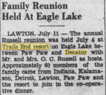 Trails End Resort Dance Pavillion - 1953 FAMILY REUNION